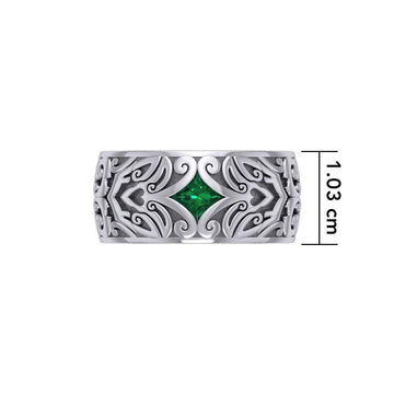 Modern Celtic Silver Gemstone Ring TRI671 - Jewelry